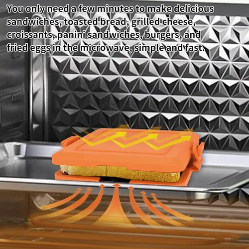 Vista 4 de Sandwich Toastie para microondas, bandeja para hornear sándwiches de microondas, placa antiadherente, apta para lavavajillas, tostada de cocción