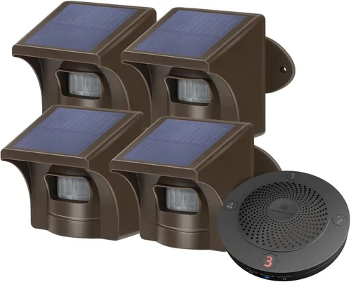 Vista 7 de Alarma de entrada inalámbrica de largo alcance solar de eMACROS para exteriores, resistente a la intemperie, sensor y detector de movimiento