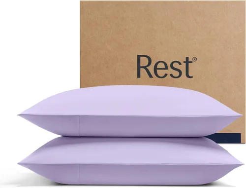 Vista 14 de REST® Evercool®+ Fundas de almohada refrescantes estándar, 2 fundas de almohada para piel sensible, tela con infusión de plata para un sueño
