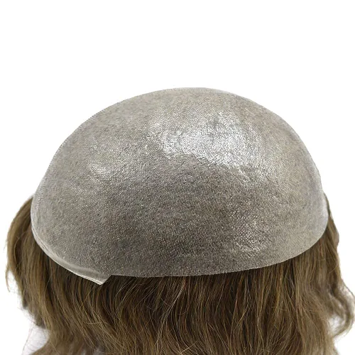 Vista 3 de Toupee para hombre, sistema de reemplazo de cabello humano de piel ultra fina de 0.002 in, invisible, todas las unidades de cabello masculino