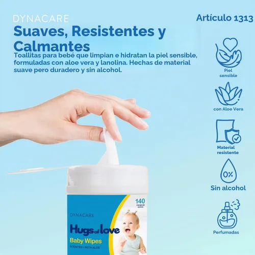 Vista 2 de Dynarex – Toallitas húmedas Scented 6" x 6.75" – 140/Canister
