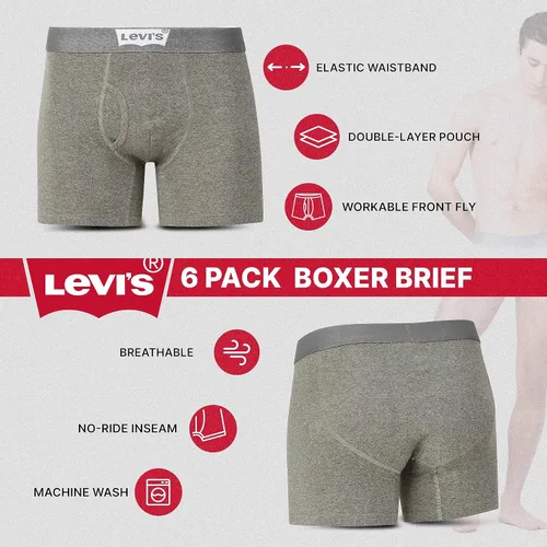 Vista 5 de Levi's Calzoncillos tipo bóxer para hombre, ropa interior de algodón transpirable para hombre, paquete de 6