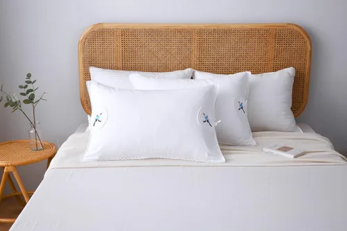 Vista 5 de Fundas de almohada bordadas blancas, fundas de almohada de pájaros con encaje, 100% algodón, paquete de 2 unidades, tamaño Queen 30 x 20 pulgadas