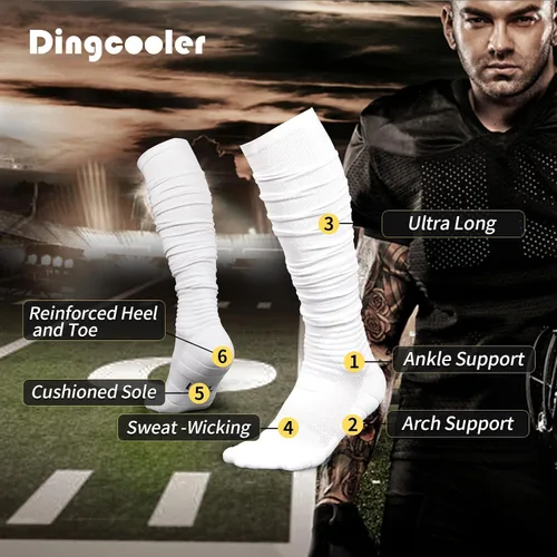 Vista 2 de Paquete de 2 calcetines de fútbol Scrunch, calcetines deportivos acolchados extra largos para hombres y mujeres