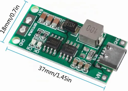 Vista 5 de 2PCS Tipo-C USB 2S 2A Boost Convertidor 8.4V 12.6V 16.8V Step-Up Power Module LiPo Polímero LiPo Batería de Litio Placa de Protección de Carga