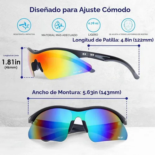 Vista 4 de GoLight Polarized Wraparound Sports Sunglasses for Men & Women – UV400, Anti-Glare, Lightweight Frame with Metal Hinges