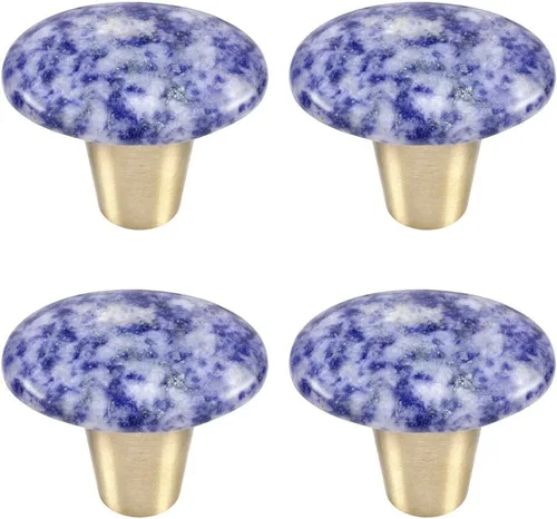Vista 11 de Rockcloud Cajón de perilla de piedra de ágata con rayas negras naturales con tornillos, mango ovalado de piedras preciosas ásperas para armario Negro