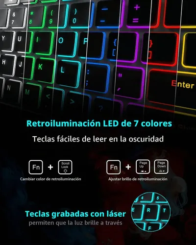 Vista 2 de Teclado inalámbrico retroiluminado, teclado silencioso USB recargable, tamaño completo inalámbrico de 2.4G, compatible con Apple iMac, MacBook y PC