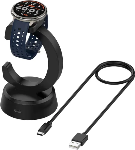 Vista 4 de Base de carga para Amazfit Bip 6/Active 2/Active 2 Square Smartwatch, reemplazo del cargador Soporte de carga magnético mejorado para reloj