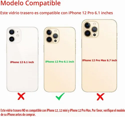 Vista 2 de Reemplazo de cristal trasero OEM para iPhone 12 Pro 6.1 pulgadas con kit de herramientas de reparación (dorado)