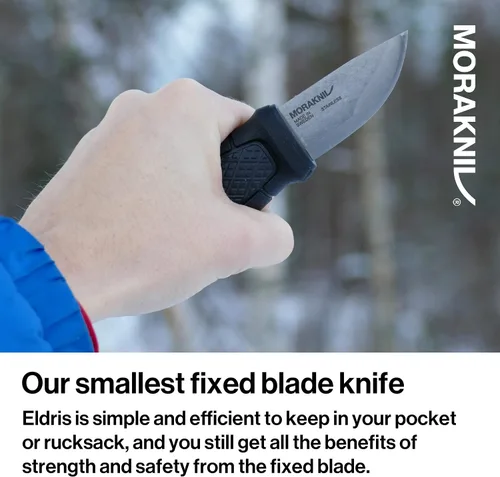 Vista 3 de Cuchillo con hoja de acero inoxidable Morakniv Eldris y vaina de plástico