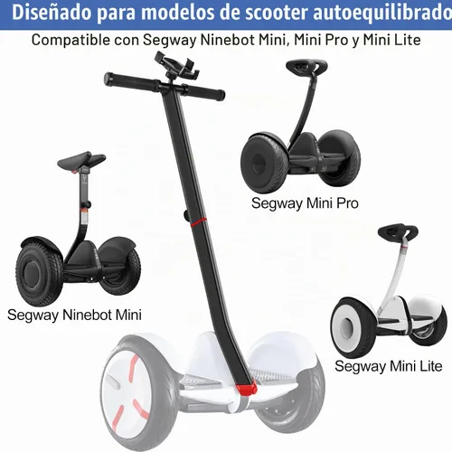 Vista 6 de ToLanbbt Manillar de patinete ajustable para Segway Ninebot Mini PRO con soporte para teléfono, control de palanca de liberación de presión de Negro