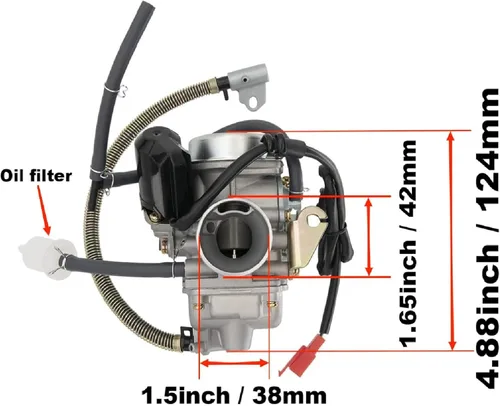 Vista 4 de PD24J GY6 Carburador de 150cc Compatible para Ciclomotor ATV Go Kart Scooter 125cc 150cc 4-Tiempos Motor 150cc Kazuma Taotao Roketa SunL Baja Eagle