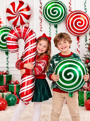 Vista 5 de 32 globos de Navidad, globo de bastón de caramelo de aluminio de Navidad