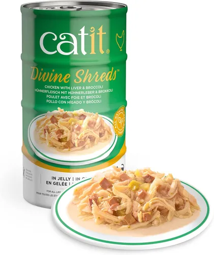 Vista 3 de Catit Divine Shreds in Jelly, adorno prémium para comida para gatos, paquete múltiple de pollo