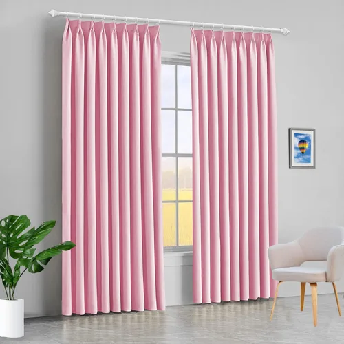Vista 26 de Mamu Thread Collection Double Pinch Pleates Polyster Blended Blackout Curtain Panel & Drapes- Wine Solid, 42 Inch by 45 Inch- 2 Panel- (21+21) Wide