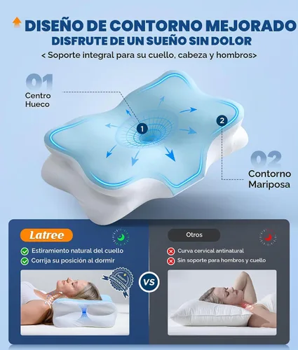 Vista 2 de Almohada cervical para el cuello 5 veces para aliviar el dolor, almohada ortopédica refrescante para dormir, almohadas de espuma viscoelástica