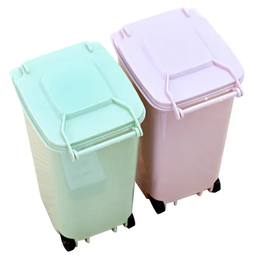 Vista 8 de STOBAZA 2 botes de basura pequeños para interior de compost, para lápices, mini bote de basura con tapa, cubos de plástico para dormitorio, pequeños
