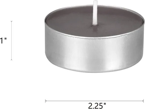 Vista 2 de Mega Candles 4 velas de té grises de gran tamaño sin perfume, velas de cera prensada, 12 horas de tiempo de combustión, decoración del hogar Gris