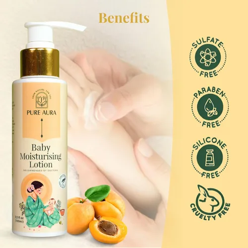 Vista 3 de Rich Baby Loción Hidratante, 3.4 fl oz, Crema Nutritiva para Piel Suave y Sensible, Ayurvédica y Sin Químicos, Seguro para Recién Nacidos y Niños