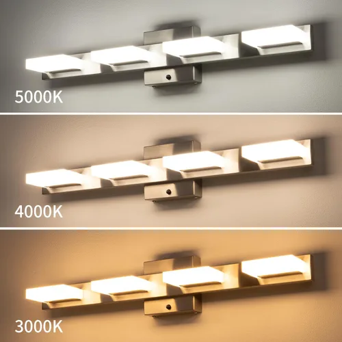 Vista 3 de Lámpara LED moderna de tocador de 24.8 pulgadas, 4 luces para iluminación de pared de baño, 23 W, regulable, 3000 K, 4000 K, 5000 K