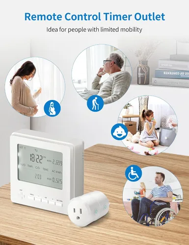 Vista 7 de Temporizador de salida inalámbrico expandible con monitor de energía, kit de interruptor de temporizador digital programable de 7 días y 24 horas