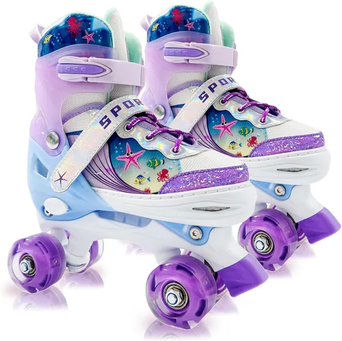 Vista 9 de Adjustable Kids Roller Skates for Girls and Boys Ages 3-5 5-8 8-12, All 8 Wheels of Girl's Skates Shine, Safe and Fun Illuminating for Outdoor