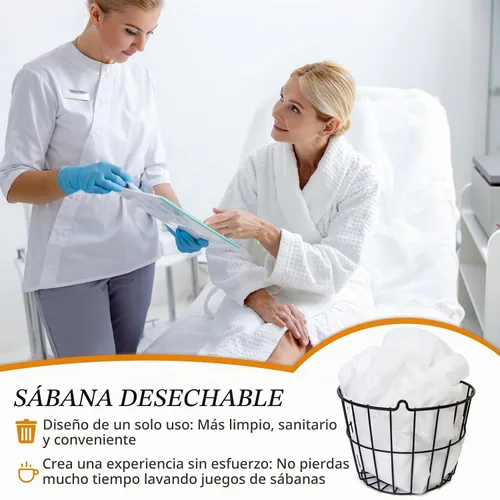 Vista 4 de 100 sábanas de mesa de masaje, sábanas desechables para mesa de masaje, fundas de cama de spa para esteticista, tatuaje, depilación, cama