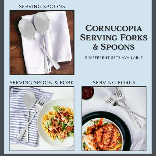 Vista 9 de Cornucopia Brands Juego de 2 tenedores para servir (2) - Elegante tenedores de servicio de primera línea, tenedores de servicio estilo buffet