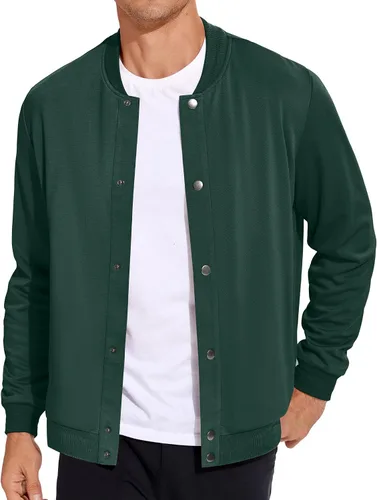 Vista 6 de COOFANDY Men's Casual Lightweight Jacket Baseball Letterman Snap Button Jacket