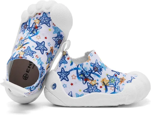 Vista 3 de Engtoy Zapatos de calcetín para bebés, zapatos para caminar para niños y niñas, zapatillas de cinco dedos cerrados, sin cordones