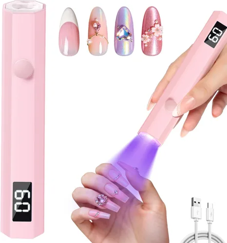 Vista 14 de krofaue Luz UV para uñas con soporte, lámpara UV recargable inalámbrica con pantalla digital, 2 temporizadores, curación flash manos libres