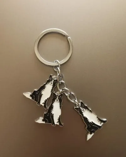 Vista 2 de Llavero de perro, llavero colgante para mascotas, lindo llavero de metal para amantes de los perros, Collie de la Frontera