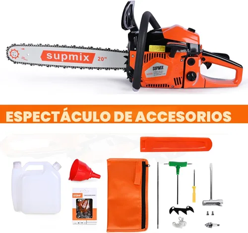 Vista 3 de SUPMIXTOOLS 62cc Motosierra a gas de 20 pulgadas Motosierras de gasolina de 2 ciclos Motosierra de gasolina manual de gasolina Sierras de potencia