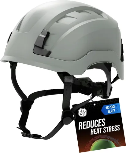 Vista 10 de GE Safety Helmet, Impact Absorbing Tech, Adjustable Ratchet, ANSI Type 1, Memory Foam Padding, Hard Hats Protection, Chin Strap, Class C (Vented) &