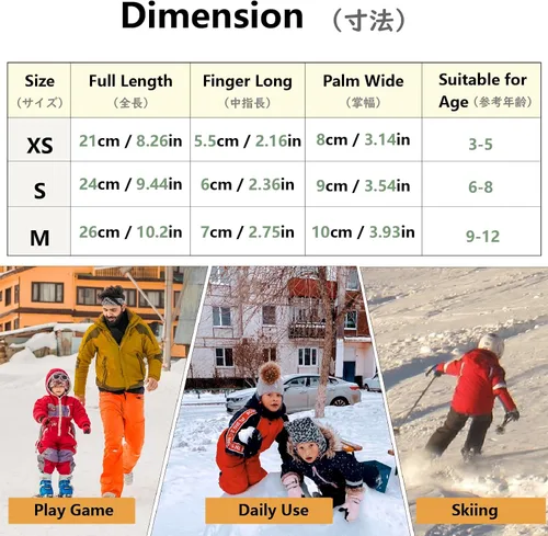 Vista 2 de JEELAD Guantes de nieve para niños, guantes de esquí de invierno, guantes de snowboard para niños y niñas, guantes de nieve de invierno