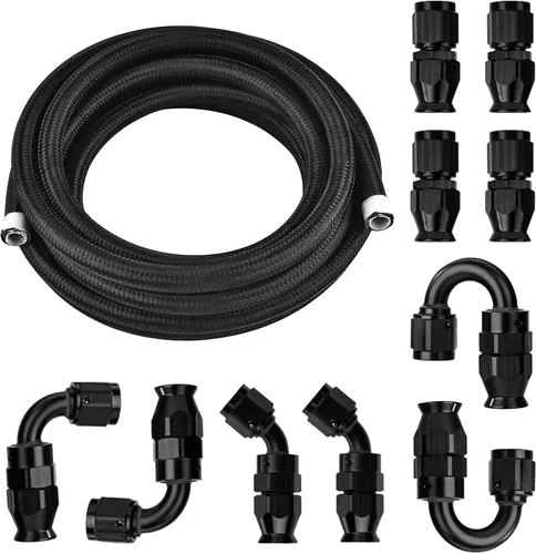 Vista 9 de 6AN Kit de Accesorios de Línea de Combustible PTFE de 10 Pies, Manguera de Combustible Trenzada de Nylon E85 con Kit de Adaptadores de Accesorios