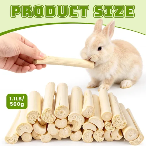 Vista 2 de 1 LB Sweet Bamboo Sticks for Rabbits, Teeth Grinding Chew Toys