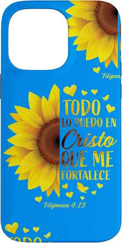Vista 21 de Cristiano Español Regalo Mujeres Religioso Versículo de la Biblia Girasol Funda para iPhone 17