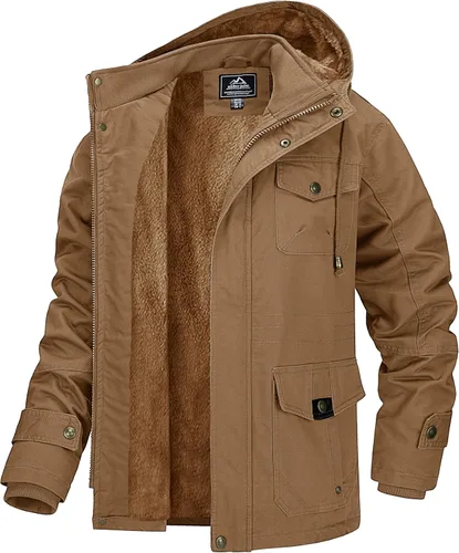 Vista 2 de MAGCOMSEN Men's Winter Coat Military Jacket Fleece Lined Parka Cotton Cargo Jacket