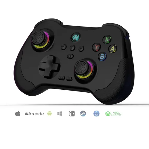 Vista 9 de Koiiko Wireless Gaming Controller for ipad/iphone Android/PC/Switch/Streaming on Xbox/PS4/PS3, Bluetooth, Pocket Size, 7-Colors LED, Hall Effect