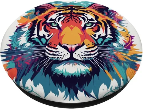 Vista 2 de PopSockets PopGrip estándar de tigre de acuarela