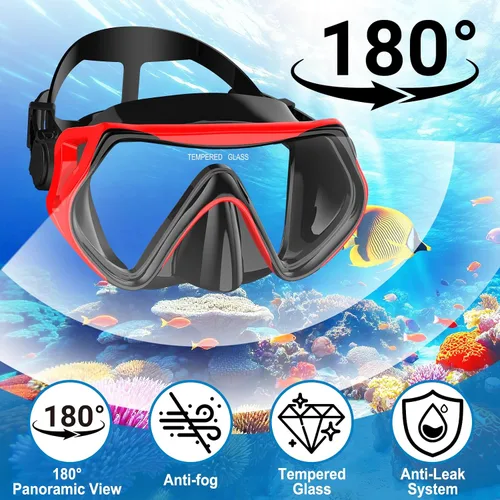 Vista 2 de Equipo de esnórquel para adultos, conjunto de esnórquel máscara de buceo con tubo seco superior, gafas de natación para adultos con cubierta
