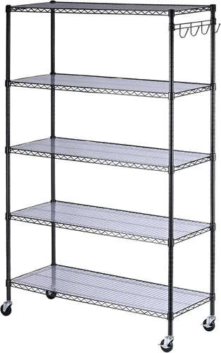 Vista 9 de Alera Kit de estantería de alambre de 5 estantes con ruedas y revestimientos para estantes, 36 pulgadas de ancho x 18 pulgadas de profundidad x 72