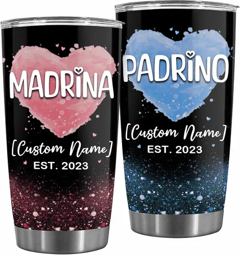 Vista 11 de WHIDOBE Juego de vasos personalizados para padrinos, copa Padrino y Madrina, idea de regalo para padrinos, Quieren Ser Mis Padrinos De Bautizo