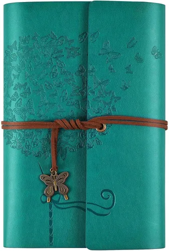 Vista 10 de OMEYA Cuaderno de cuero para diario, planificador de diario de escritura recargable, regalos para mujeres, hombres, niñas, hermanas, amigos