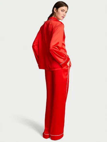 Vista 3 de Victoria's Secret Conjunto de Pijama de Satén, Camisa de Manga Larga con Botones y Pantalones, Ropa de Dormir para Mujeres (XS-XXL)