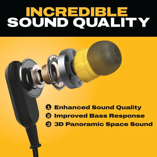 Vista 7 de DEWALT Auriculares de Banda para el Cuello Bluetooth de Servicio Pesado - Edición Especial Negra, Auriculares Inalámbricos Bluetooth 5.2