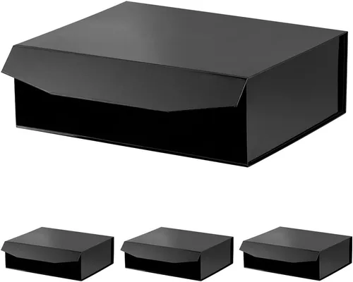 Vista 54 de 1 paquete de caja de regalo negra con tapas, pequeña de 12 x 8 x 2.7 pulgadas, cajas de regalo para ropa, cajas de regalo para camisas con cinta