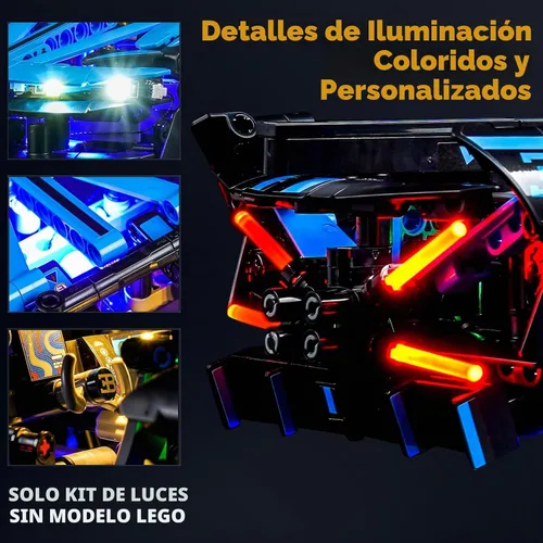 Vista 2 de VONADO Kit de luz LED compatible con Lego Bugatti Bolide Agile Blue, iluminación de bricolaje para Lego 42162 Juego de construcción - Luces Bugatti